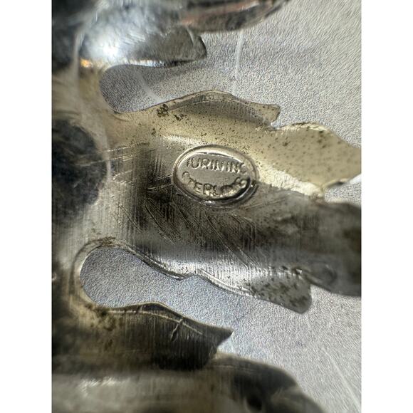 Vintage Turin Inc Sterling Silver Leaf Brooch Textured Maple Leaf Pin Signed - Picture 5 of 8